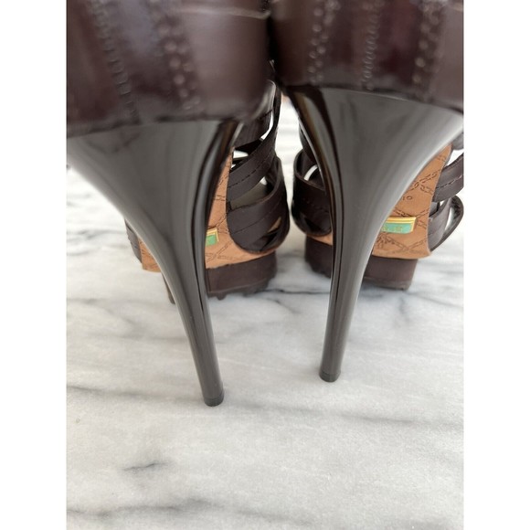 L.A.M.B. by Gwen Stefani Zan Sandals size 8.5 Dark Brown Buckle Back Zip Entry - Picture 9 of 9